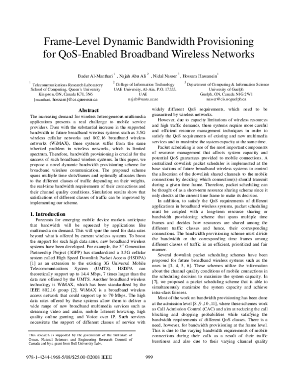 (PDF) Frame-level dynamic bandwidth provisioning for QoS-enabled ...