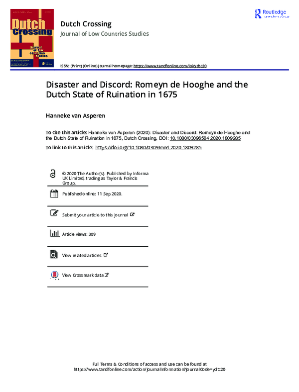 (PDF) Disaster and Discord: Romeyn de Hooghe and the Dutch State of ...