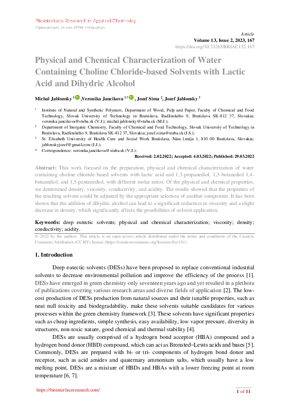 (PDF) Physical and Chemical Characterization of Water Containing ...
