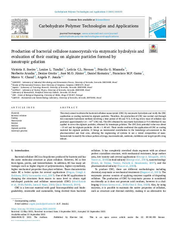 (PDF) Production of bacterial cellulose nanocrystals via enzymatic ...