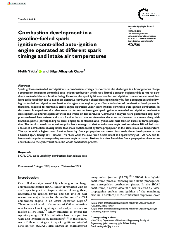 (PDF) Combustion development in a gasoline-fueled spark ignition ...