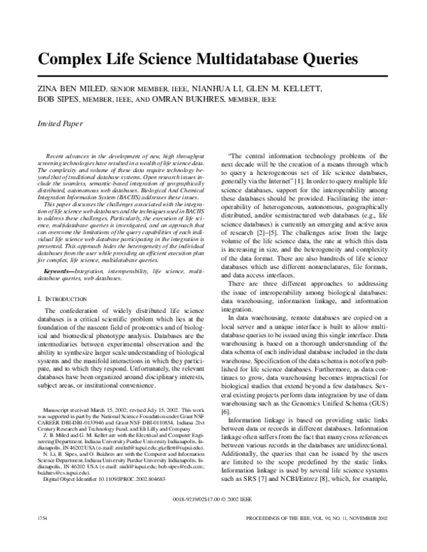 (PDF) Complex life science multidatabase queries