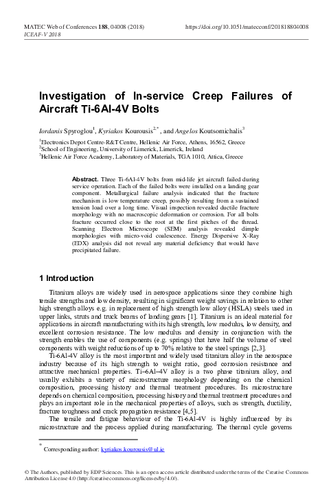 (PDF) Investigation of In-service Creep Failures of Aircraft Ti-6Al-4V ...