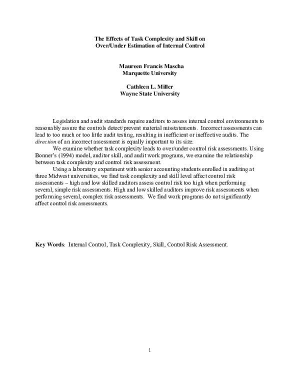 (PDF) The effects of task complexity and skill on over/under‐estimation ...