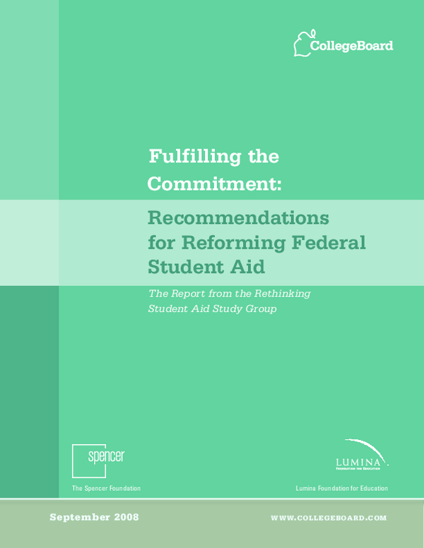 (PDF) The Report from the Rethinking Student Aid Study Group ...