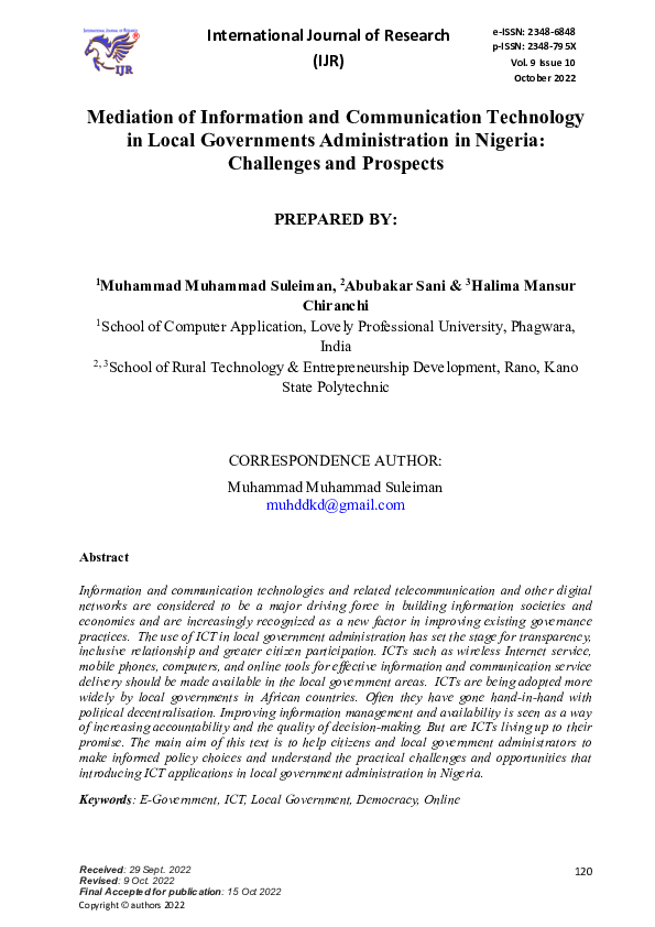 (PDF) Mediation of Information and Communication Technology in Local ...