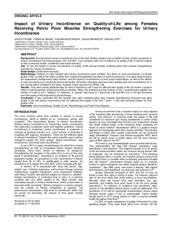 (PDF) Impact of Urinary Incontinence on Quality-Of-Life among Females ...