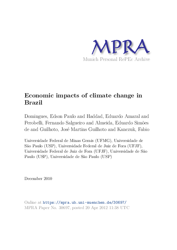 (PDF) Economic impacts of climate change in Brazil