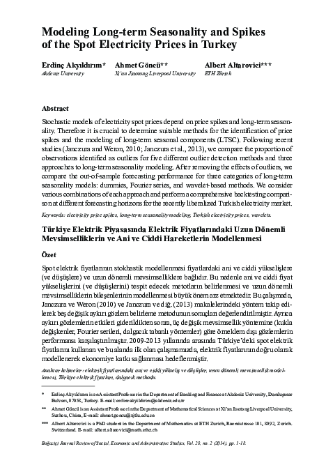 (PDF) Modeling Long-term Seasonality and Spikes of the Spot Electricity ...