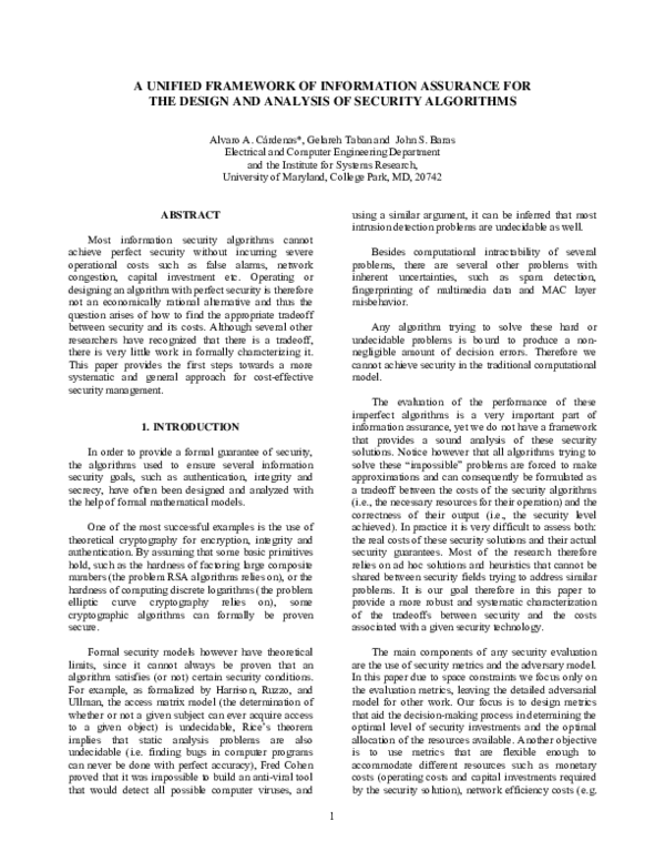 (PDF) A unified framework of information assurance for the design and ...