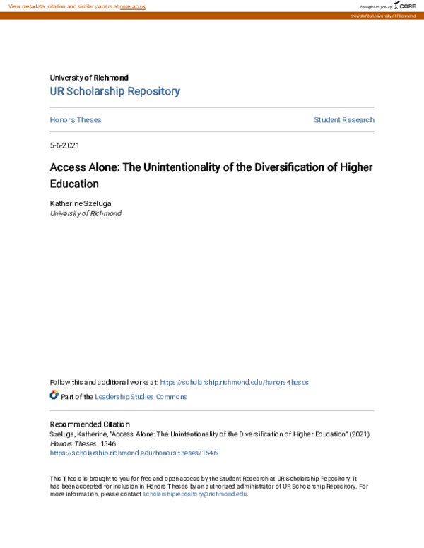 (PDF) Access Alone: The Unintentionality of the Diversification of ...