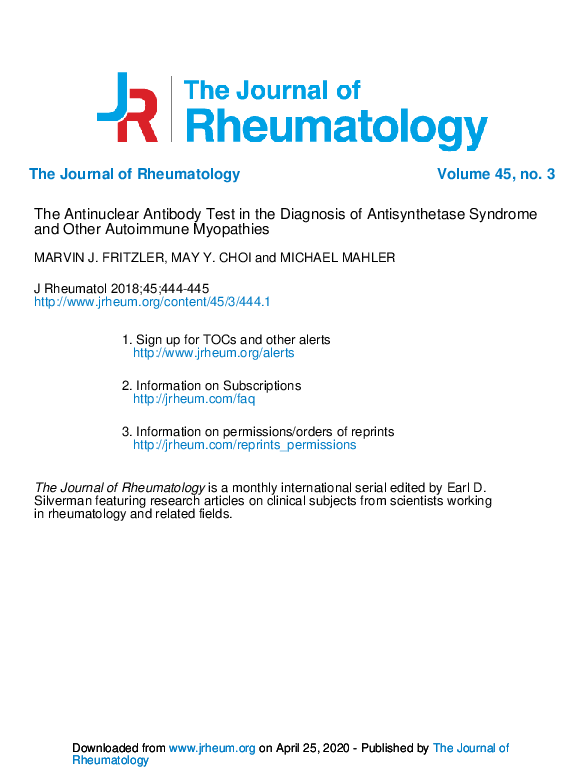 (PDF) The Antinuclear Antibody Test in the Diagnosis of Antisynthetase ...
