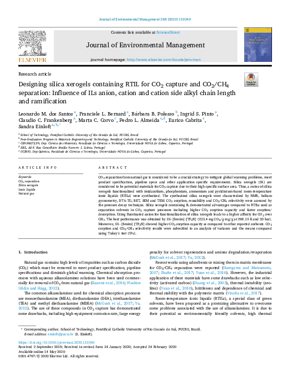 (PDF) Designing silica xerogels containing RTIL for CO2 capture and CO2 ...