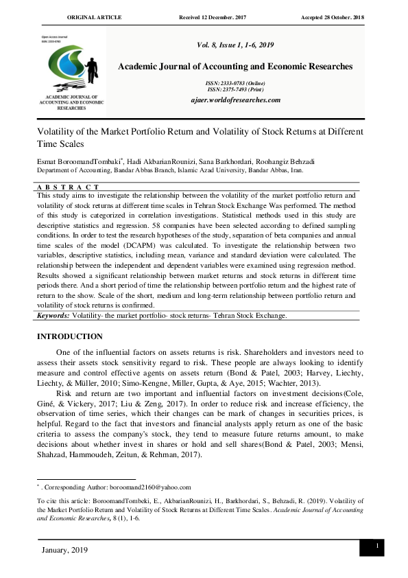 (PDF) Volatility of the Market Portfolio Return and Volatility of Stock ...