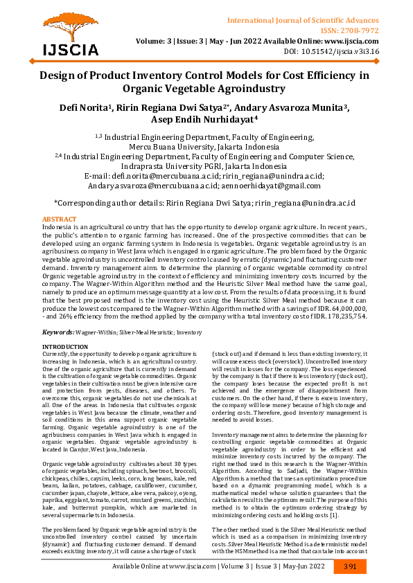 (PDF) Design of Product Inventory Control Models for Cost Efficiency in ...
