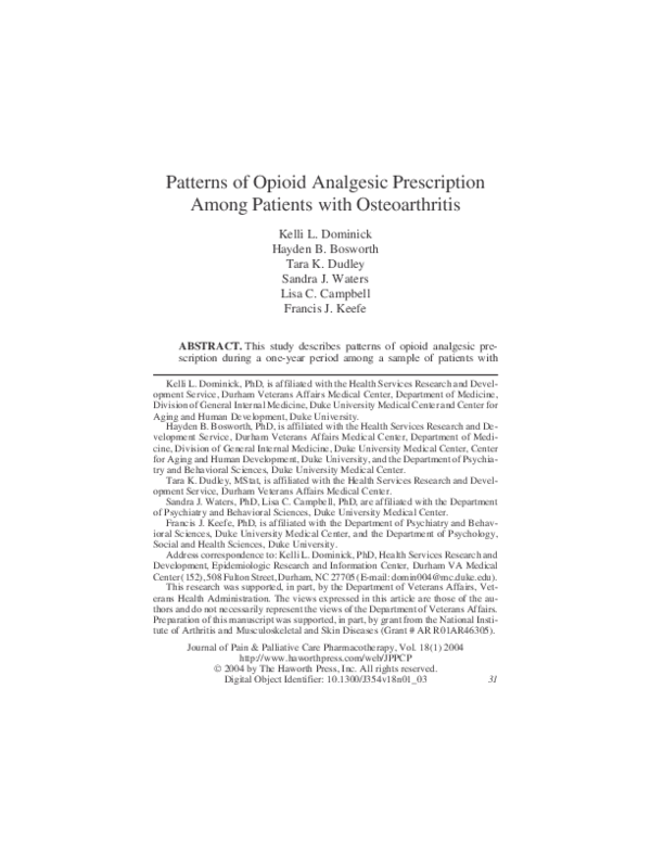 (PDF) Patterns of Opioid Analgesic Prescription Among Patients with ...