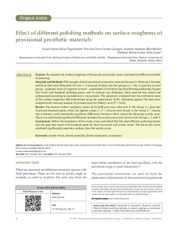 (PDF) Effect of different polishing methods on surface roughness of ...