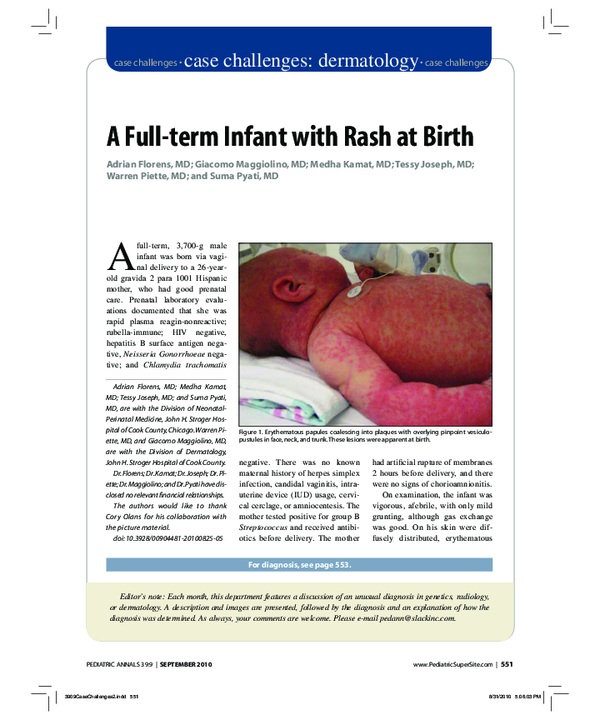 (PDF) A Full-Term Infant with Rash at Birth
