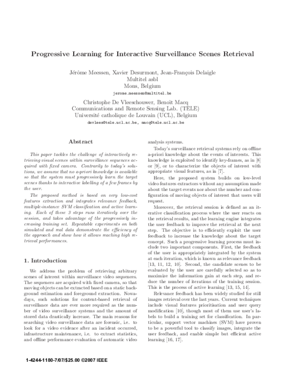 (PDF) Progressive Learning for Interactive Surveillance Scenes