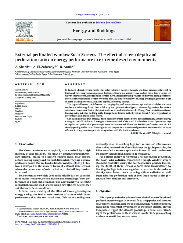 (PDF) External perforated window Solar Screens: The effect of screen ...