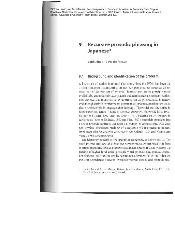 (PDF) Recursive prosodic phrasing in Japanese