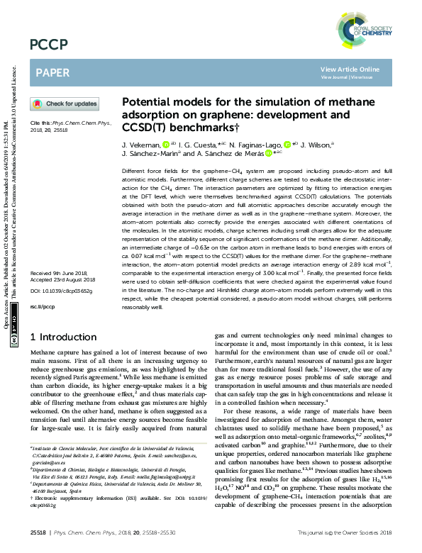 (PDF) Potential models for the simulation of methane adsorption on ...