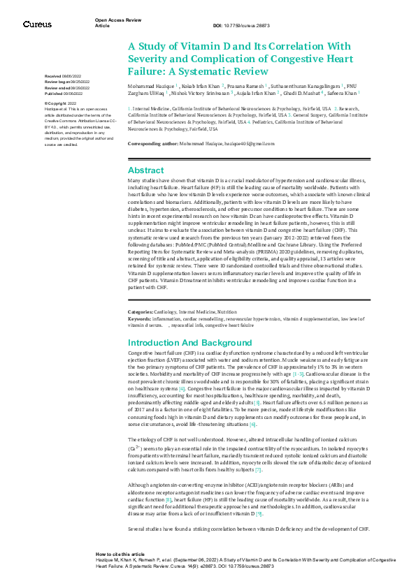 (PDF) A Study of Vitamin D and Its Correlation With Severity and