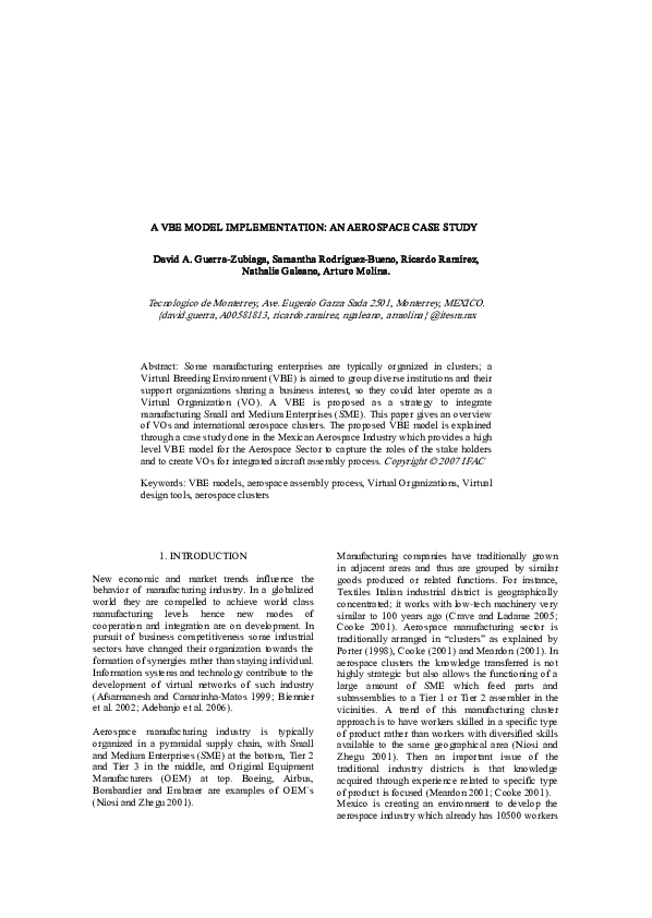 (PDF) A Vbe Model Implementation: An Aerospace Case Study