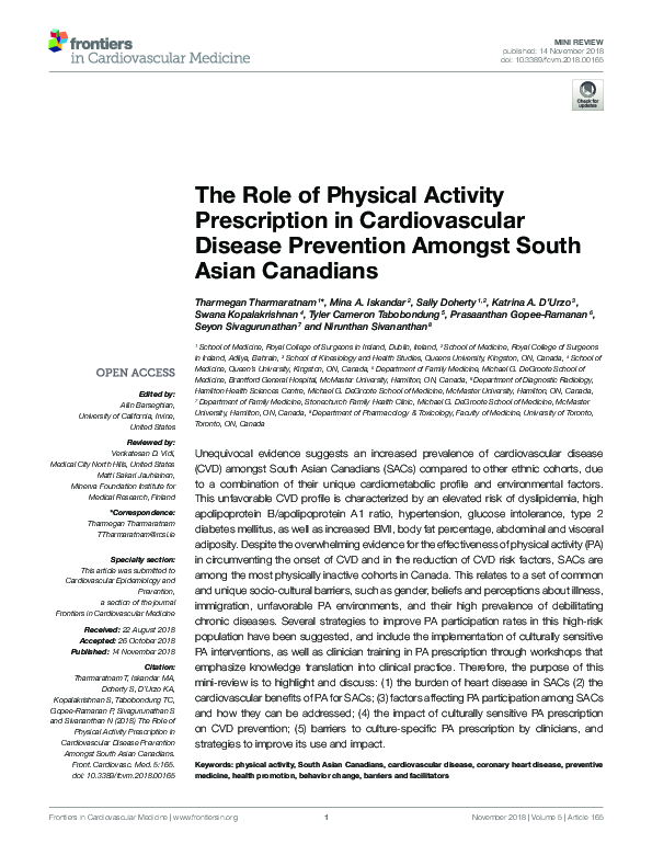 (PDF) The Role of Physical Activity Prescription in Cardiovascular ...