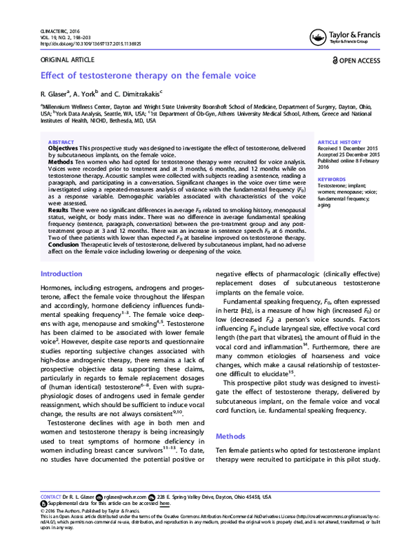 (PDF) Effect of testosterone therapy on the female voice