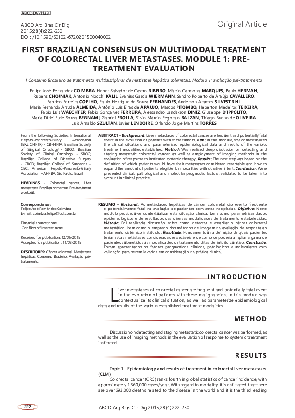 (PDF) First Brazilian Consensus on Multimodal Treatment of Colorectal ...