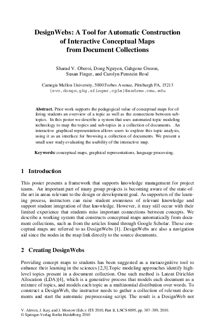 DesignWebs: A Tool for Automatic Construction of Interactive Conceptual Maps from Document Collections