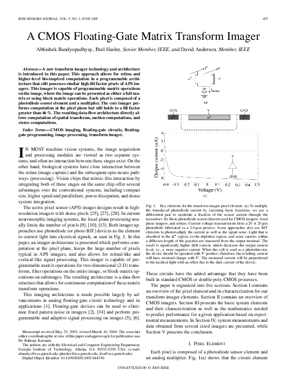 (PDF) A CMOS floating-gate matrix transform imager | David Anderson ...
