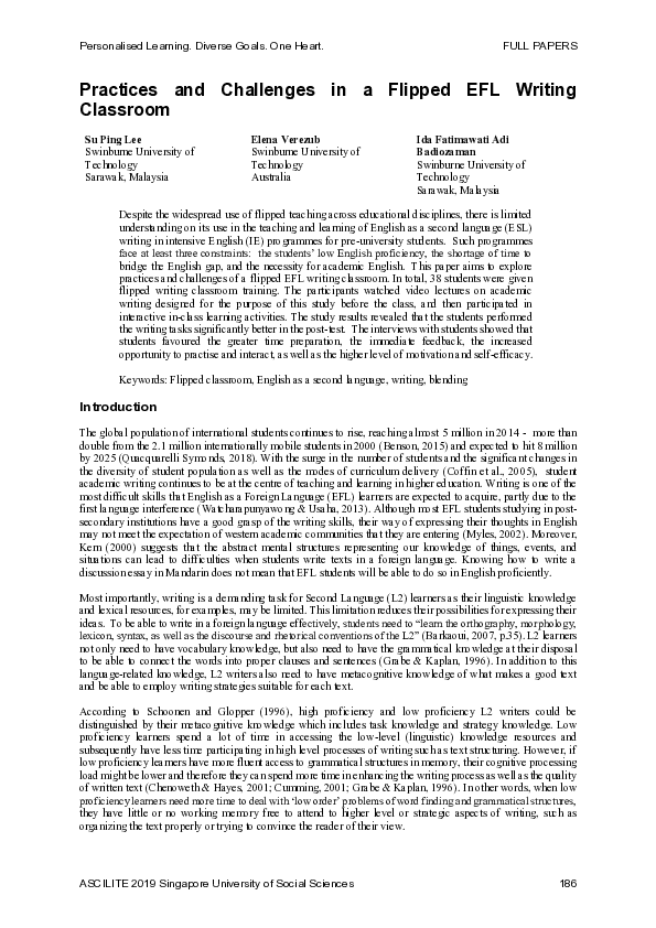 (PDF) Practices and Challenges in a Flipped EFL Writing Classroom