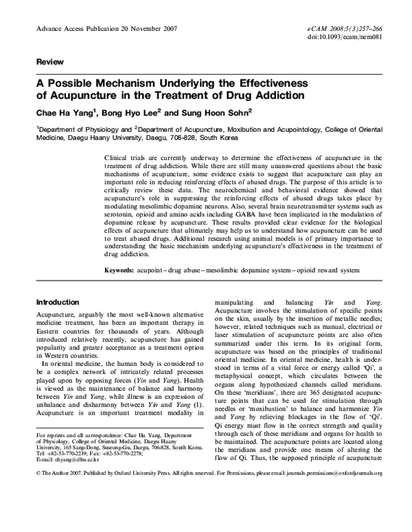 (PDF) A Possible Mechanism Underlying the Effectiveness of Acupuncture ...