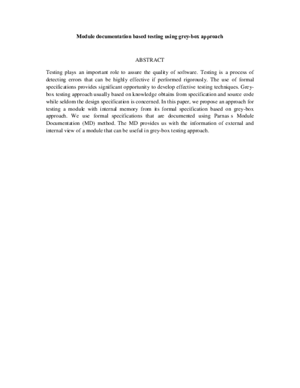 (PDF) Module documentation based testing using Grey-Box approach