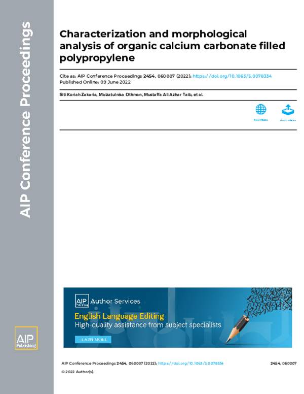 (PDF) Characterization and morphological analysis of organic calcium ...