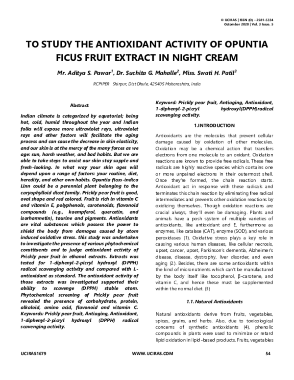 (PDF) To Study the Antioxidant Activity of Opuntia Ficus Fruit Extract ...
