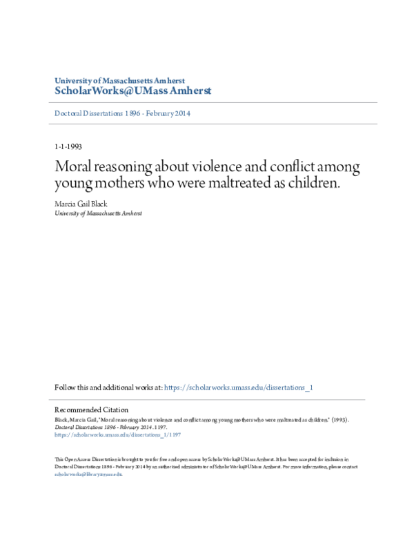 (PDF) Moral reasoning about violence and conflict among young mothers ...