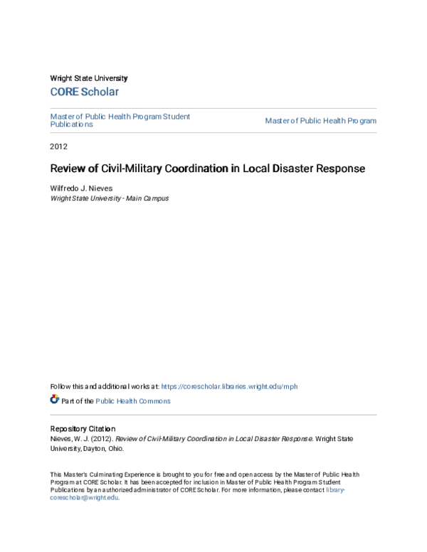(PDF) Review of Civil-Military Coordination in Local Disaster Response