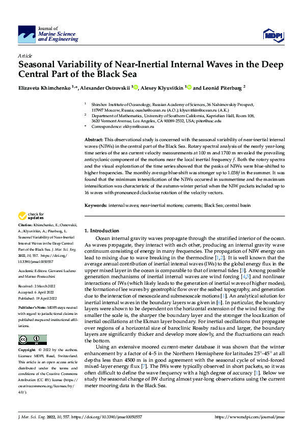 (PDF) Seasonal Variability of Near-Inertial Internal Waves in the Deep ...