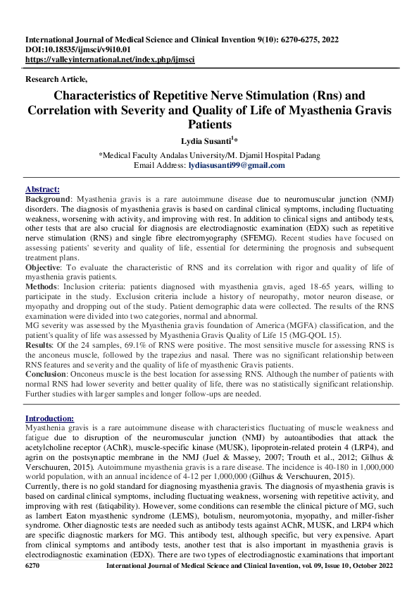(PDF) Characteristics of Repetitive Nerve Stimulation (Rns) and ...