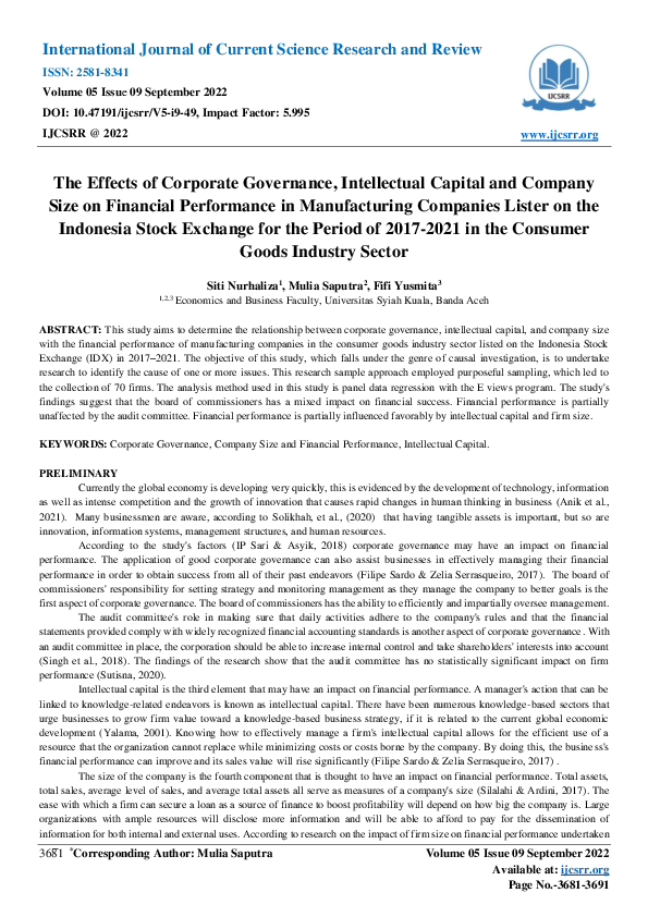 (PDF) The Effects of Corporate Governance, Intellectual Capital and ...