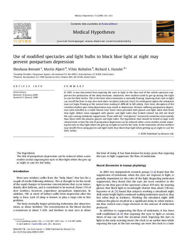 (PDF) Use of modified spectacles and light bulbs to block blue light at ...