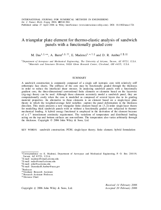(PDF) A triangular plate element for thermo-elastic analysis of ...