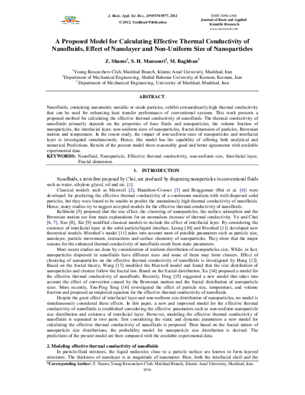 (PDF) A Proposed Model for Calculating Effective Thermal Conductivity ...