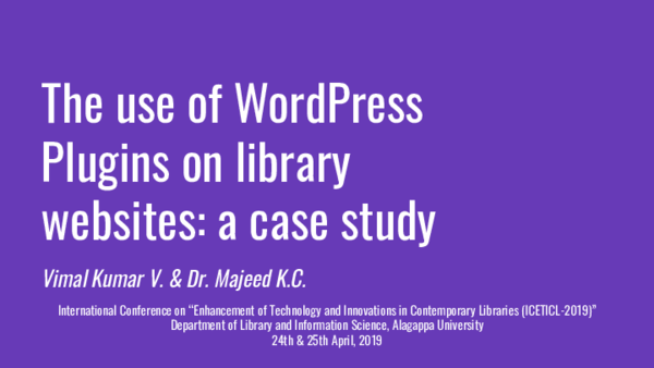 (PDF) The use of WordPress Plugins on library websites: a case study