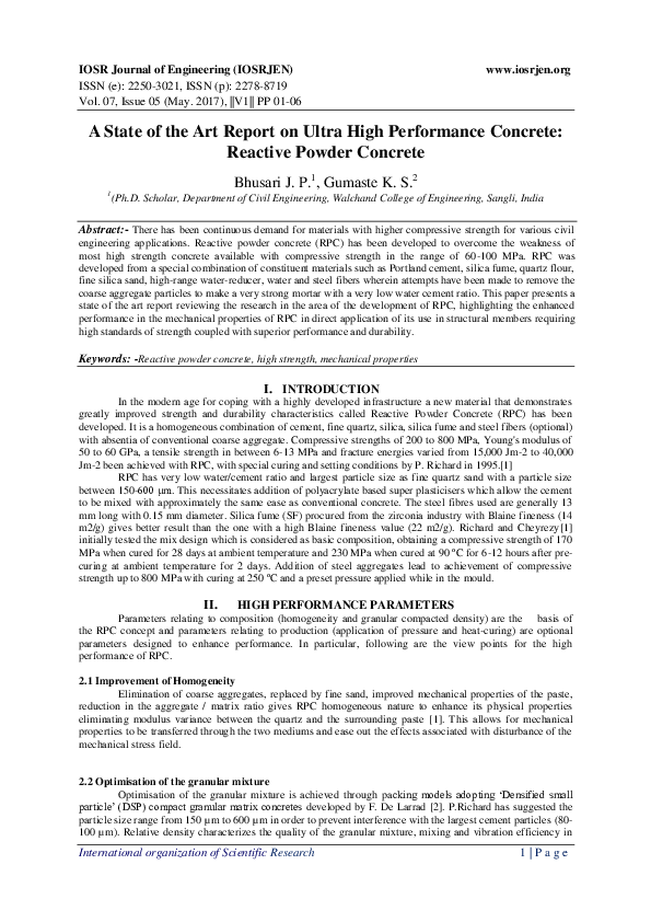 (PDF) A State of the Art Report on Ultra High Performance Concrete ...