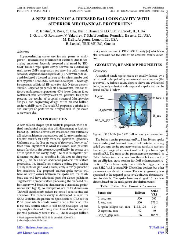 (PDF) A New Design of a Dressed Balloon Cavity with Superior Mechanical ...