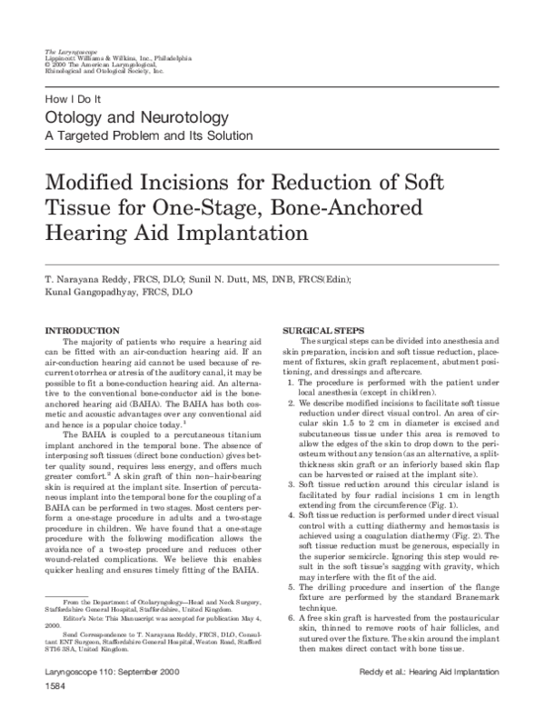 (PDF) Modified Incisions for Reduction of Soft Tissue for One-Stage ...